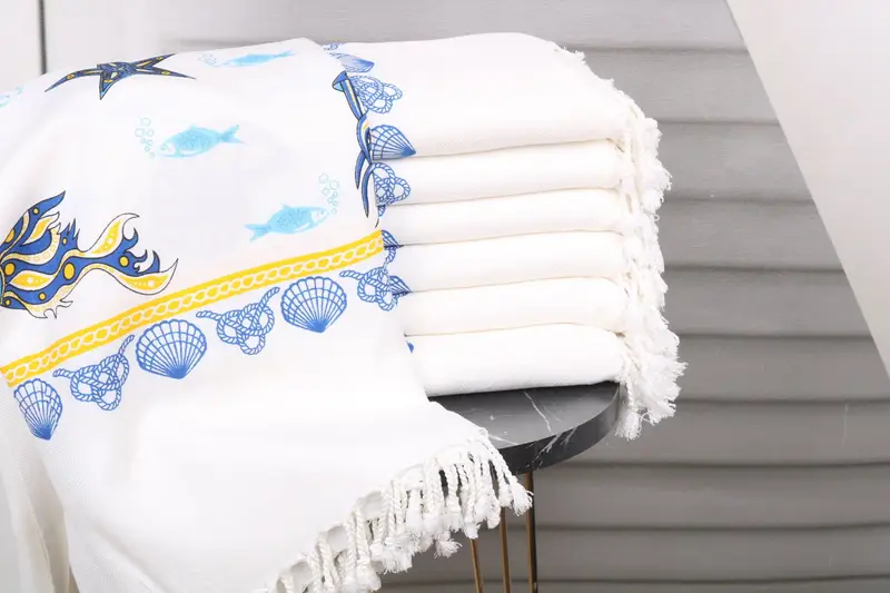 Cotton towel, Bachelorette Party Favors, 70x40 Cotton Sea Patterned Towel, Beach Towel Bulk, Bachelor Bachelorette Party Favors, House Warming Gift - 2