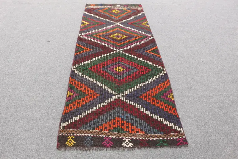 Alfombra Naranja Vibrante, 3,1x7,7ft Diseño Floral y Paisley