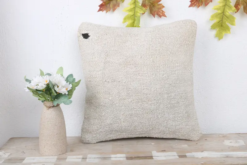 14x14 White Pillow Cover, Pillow for Couch, Turkish Corner Pillow Cover, Home Decor Pillow, Boho Pillow, Cushion, Sofa Cushion - 2