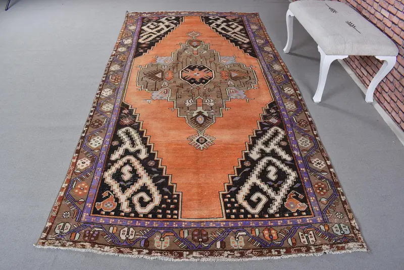 Alfombra con estampado animal naranja, decoración vibrante de 0,4x10,1 pies