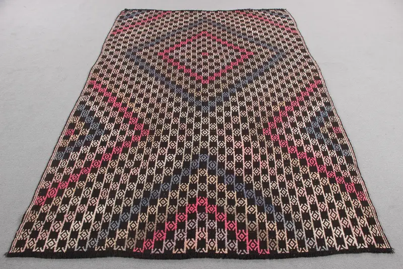 Zarif Bej ve Mavi Halı, 5,2x7,8 ft Doğadan Esinlenen Dekor