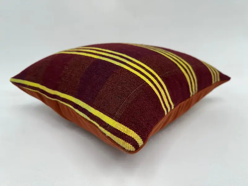 Yoga Pillow Sham, Handmade Pillow Case, Cushion Cover, Kilim Cushion Sham, 16x16 Red Pillow Sham, Boho Pillow Sham Cover, Vintage Kilim Throw Pillow - 6