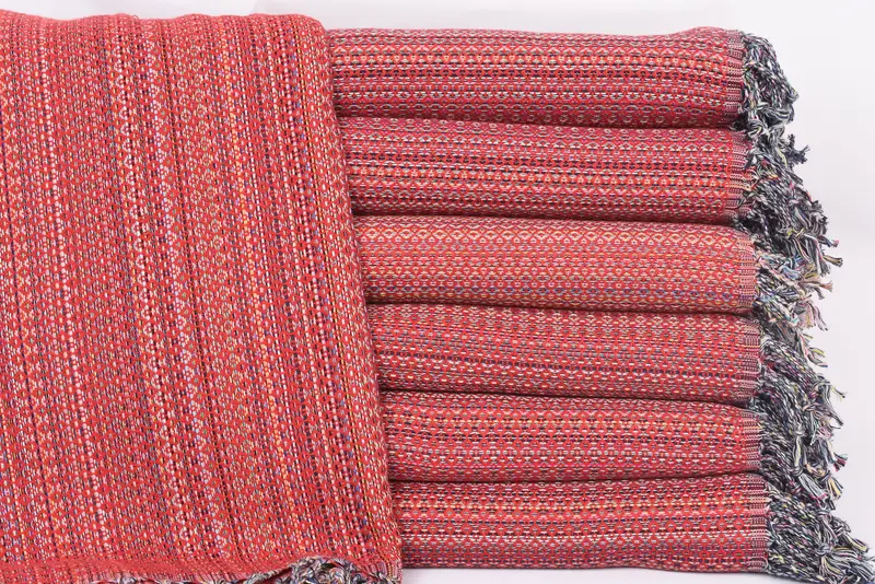 Personalized Beach Towel Red Diamond, Organic Cotton, 70x40 Inches