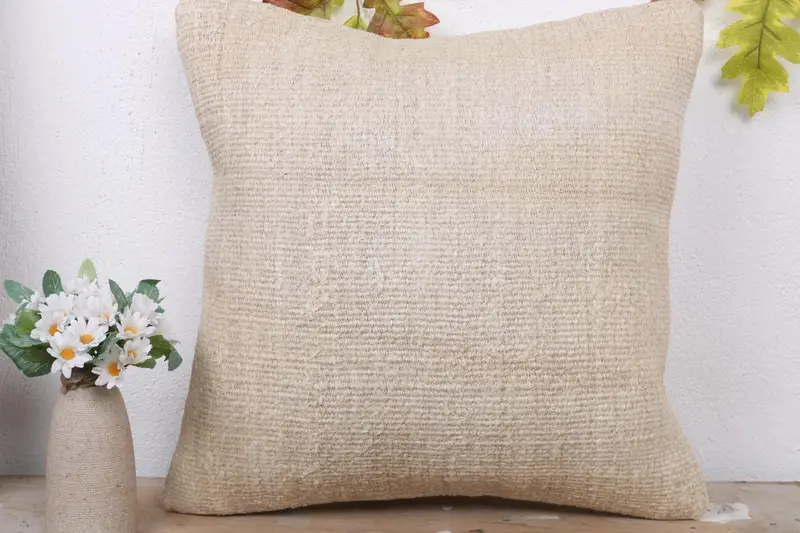 Muted Pillow Cover, Pillow Sham, 18x18 Beige Pillow Cover, Boho Pillow Sham Cover, Turkish Pillow, Bench Pillow, Pillow for Sofa - 2