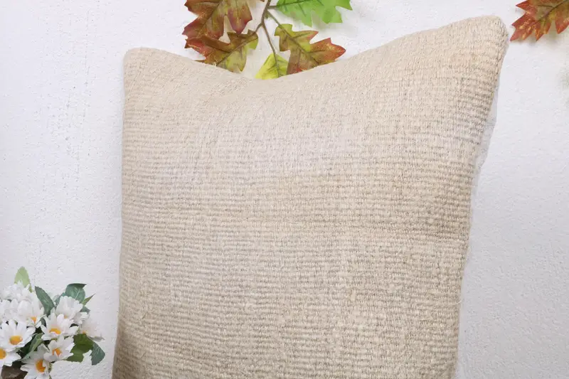 Muted Pillow Cover, Pillow Sham, 18x18 Beige Pillow Cover, Boho Pillow Sham Cover, Turkish Pillow, Bench Pillow, Pillow for Sofa - 5