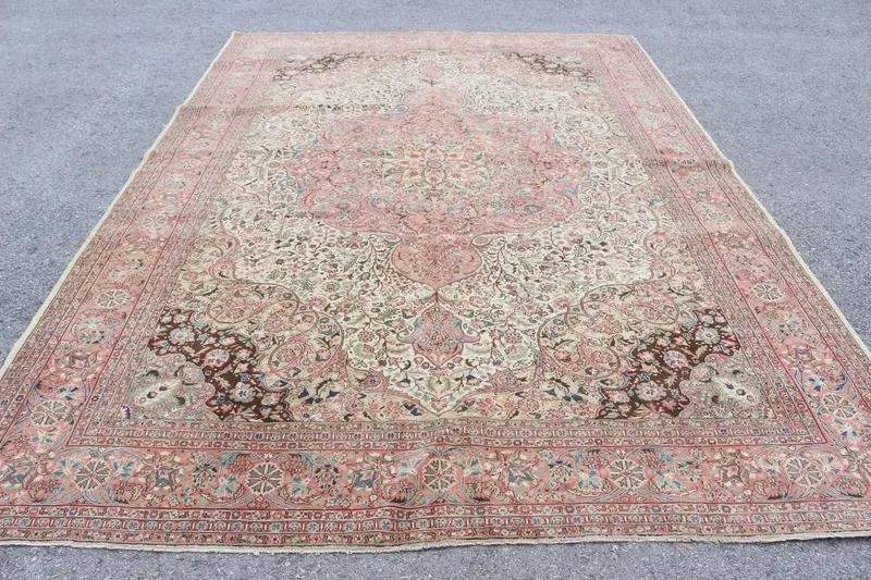 Turkish 8x11.5 ft Rug, Oversize Vintage Rug, Red Ombré Wool Rug - 1