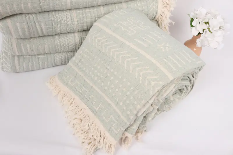 House Warming Gift, Woven Blanket, Gift For Wedding Day, 92x80 Cotton Ethnic Design Towel, Housewarming Gift, Bachelorette Party Favors - 4