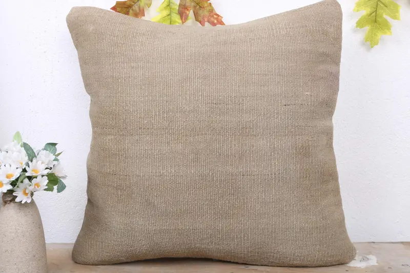18x18 Beige Pillow Sham, Interior Designer Pillow, Lounge Throw Cushion, Pillow, Lounge Throw Pillow Case, Vintage Kilim Pillow, Gift Pillow - 2