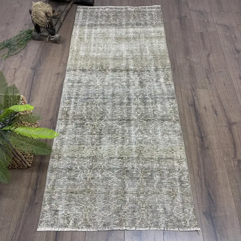 Turkish 2.6x6.4 ft Rug, Vintage Accent Rug, Gray Animal Print Rug - 1