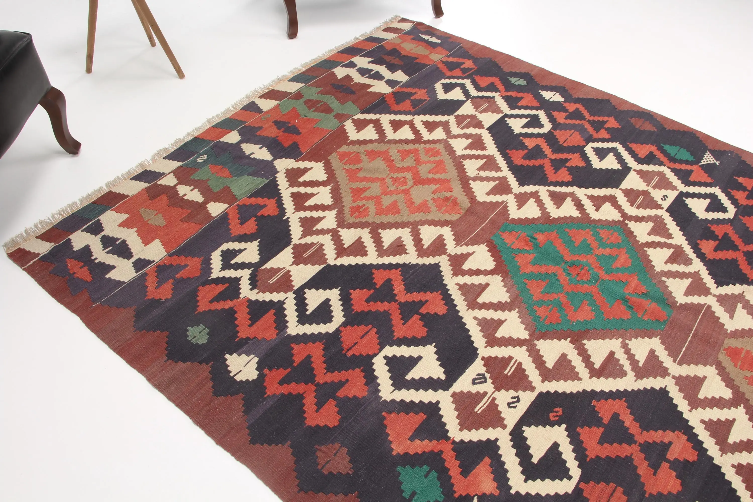 Türkischer Vintage-Teppich, 188 x 253 cm, roter Wollteppich - 1