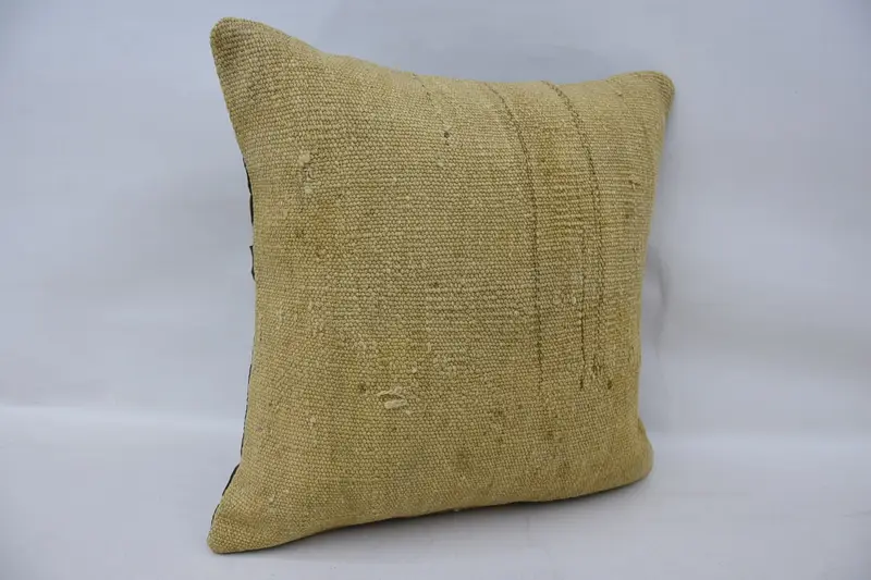 Boho Chic Cushion Case, Pillow for Couch, Kilim Pillow Cover, Cushion, Ethnic Throw Cushion Case, Kilim Pillow, 16x16 Beige Cushion - 2