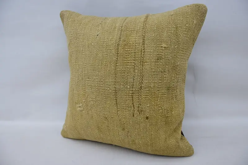 Boho Chic Cushion Case, Pillow for Couch, Kilim Pillow Cover, Cushion, Ethnic Throw Cushion Case, Kilim Pillow, 16x16 Beige Cushion - 3