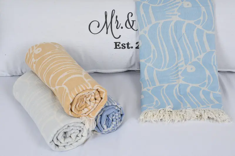 Organic Throw, Bridesmaid Gifts, Bedspread, 70x60 Cotton Fish Design Towel, Bachelorette Party Items, Maid Of Honor Gift, Throw Blanket Couch - 4