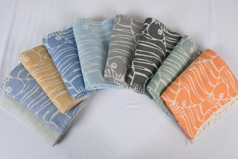 Organic Throw, Bridesmaid Gifts, Bedspread, 70x60 Cotton Fish Design Towel, Bachelorette Party Items, Maid Of Honor Gift, Throw Blanket Couch - 2