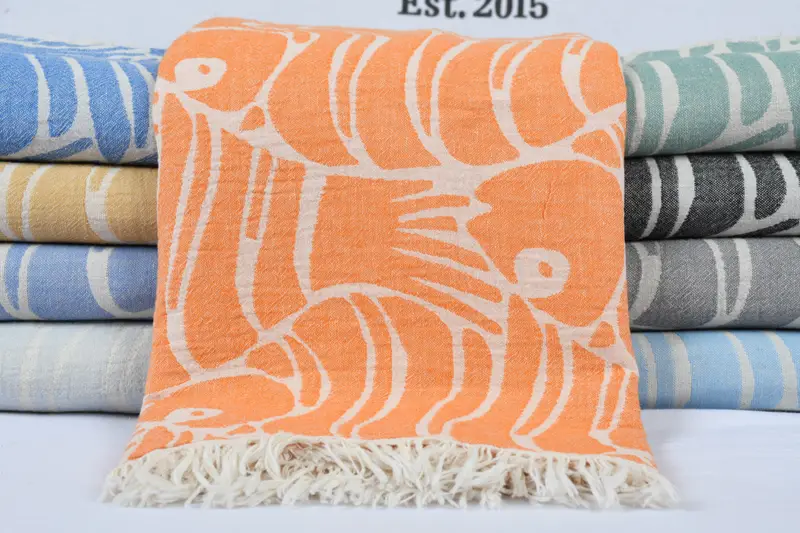 Organic Throw, Bridesmaid Gifts, Bedspread, 70x60 Cotton Fish Design Towel, Bachelorette Party Items, Maid Of Honor Gift, Throw Blanket Couch - 1
