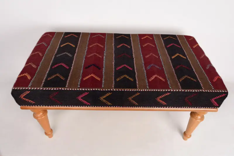 キリム風ウールブレンドオットマン付きモジュール式ソファセット、オットマン