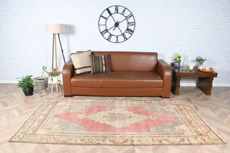 Alfombra Roja y Beige 12x2,5m Diseño Bordeado