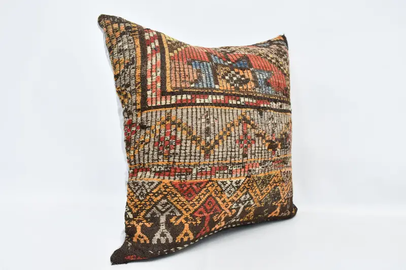 Outdoor Bolster Cushion, Gift Pillow, 24x24 Yellow Cushion, Cushion Case, Vintage Kilim Pillow, Ethnical Kilim Rug Pillow - 3