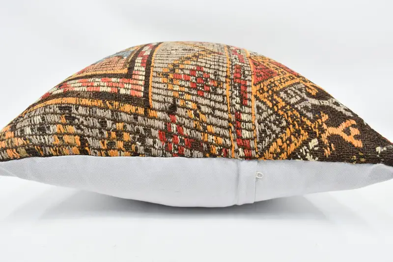 Outdoor Bolster Cushion, Gift Pillow, 24x24 Yellow Cushion, Cushion Case, Vintage Kilim Pillow, Ethnical Kilim Rug Pillow - 6