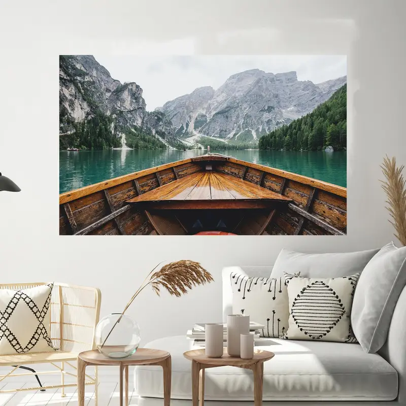 Elegant Printed Glass: Nature Landscape Farmhouse River Mountain