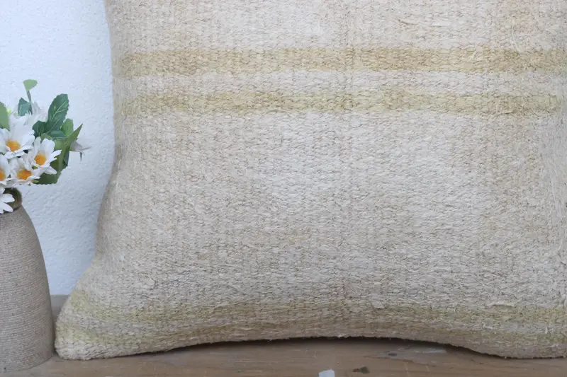 18x18 Beige Pillow Cover, Home Decor Pillow, Vintage Kilim Throw Pillow, Cushion Cover, Living Room Throw Cushion Cover, Kilim Cushion Sham - 3