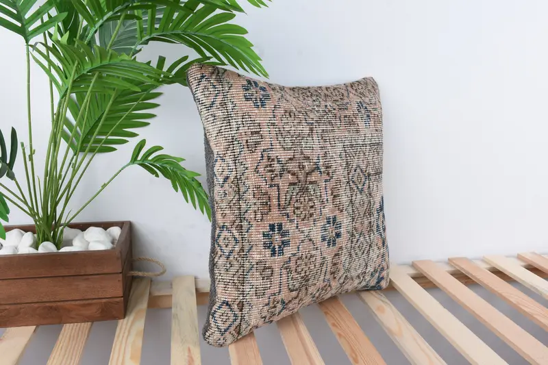 Kilim Cushion Sham, Ikat Pillow Case, Pillow Sham, 18x18 Blue Pillow Case, Boho Pillow Sham Cover, Nautical Throw Cushion Case, Boho Pillow - 4