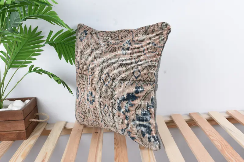 Kilim Cushion Sham, Ikat Pillow Case, Pillow Sham, 18x18 Blue Pillow Case, Boho Pillow Sham Cover, Nautical Throw Cushion Case, Boho Pillow - 5
