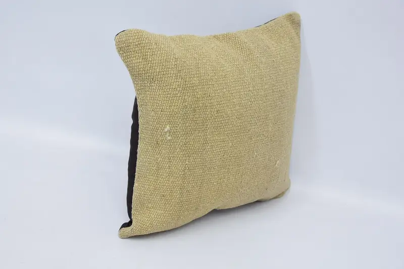 Vintage Kilim Throw Pillow, Vintage Pillow, 16x16 Beige Pillow Case, Turkish Bench Pillow Sham, Cushion Cover, Vintage Kilim Pillow - 3