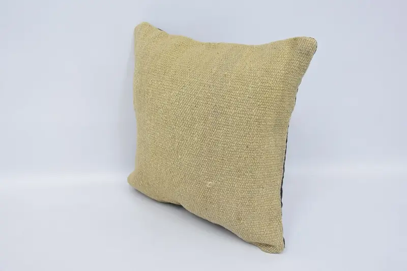 Vintage Kilim Throw Pillow, Vintage Pillow, 16x16 Beige Pillow Case, Turkish Bench Pillow Sham, Cushion Cover, Vintage Kilim Pillow - 4