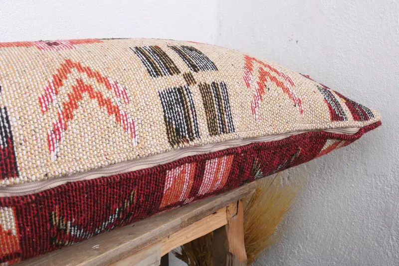 Rustic Cushion, Cushion Case, Handmade Throw Cushion Case, Gift Pillow, Throw Kilim Pillow, 16x43 Beige Pillow Sham, Interior Designer Pillow - 6