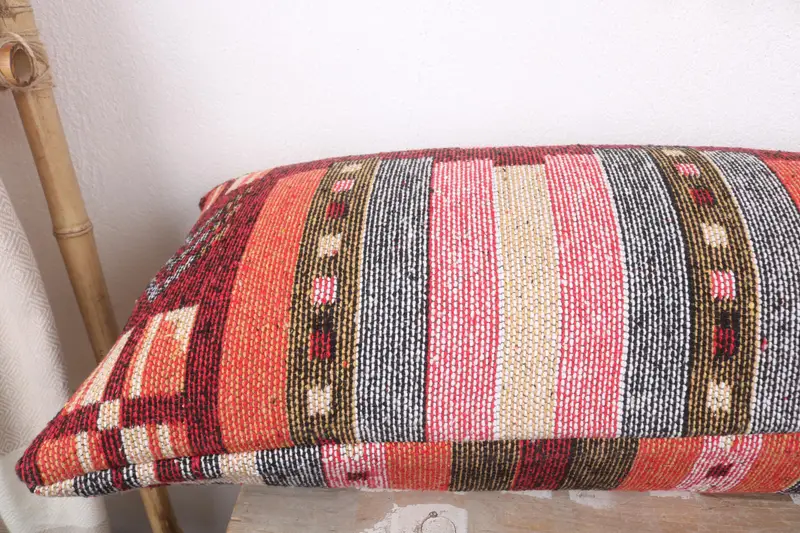 Rustic Cushion, Cushion Case, Handmade Throw Cushion Case, Gift Pillow, Throw Kilim Pillow, 16x43 Beige Pillow Sham, Interior Designer Pillow - 7