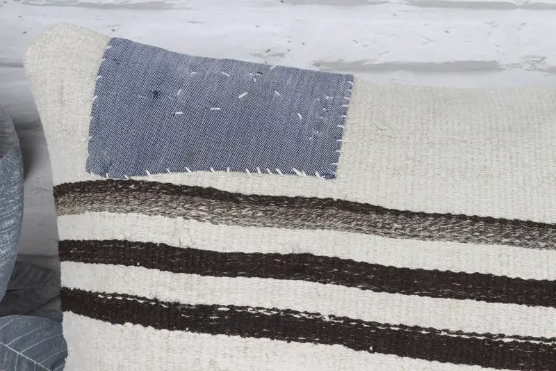 Handmade Rug Seat Cushion, Kilim Pillow, Pillow Case, Art Deco Pillow, 20x20 White Cushion Case, Vintage Kilim Throw Pillow, Vintage Pillow - 2