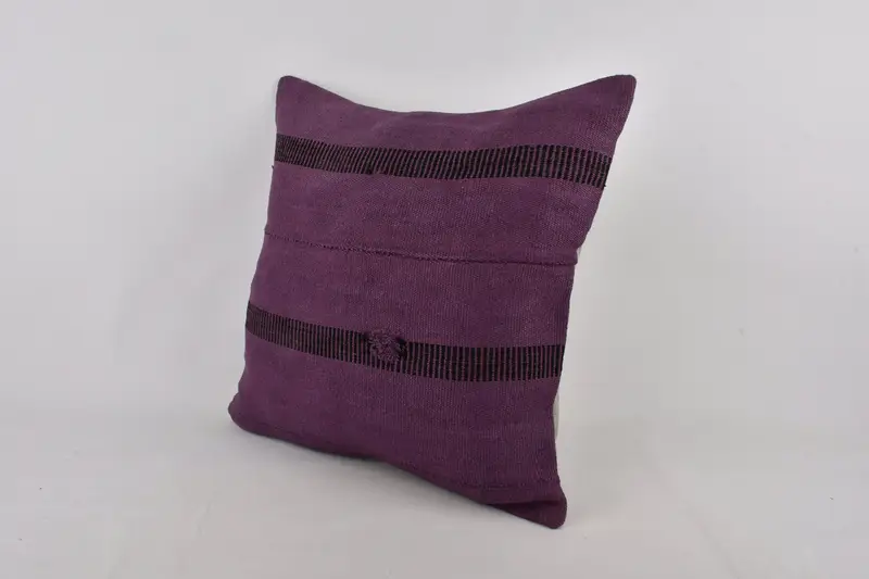 Vintage Pillow, Pillow, Patio Pillow Case, Kilim Cushion Sham, Vintage Kilim Pillow, Turkish Rugs Pillow Cover, 24x24 Purple Pillow Case - 3