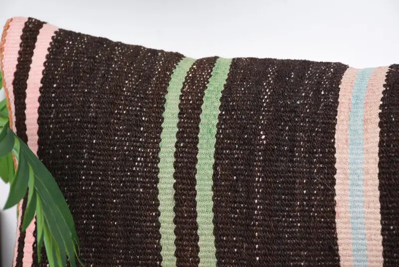 Pillow Case, 12x36 Brown Pillow Case, Throw Kilim Pillow, Kilim Pillow Cover, One Of A Kind Cushion, Nomadic Cushion, Pillow for Sofa - 2