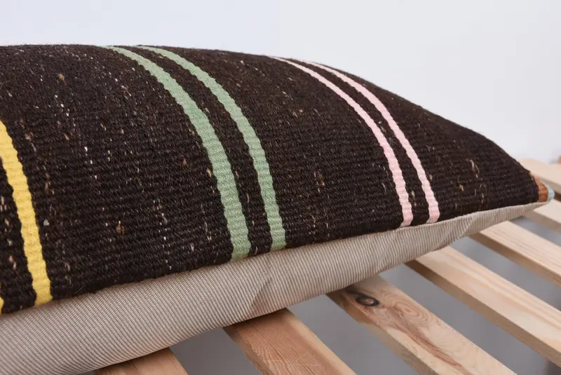 Pillow Case, 12x36 Brown Pillow Case, Throw Kilim Pillow, Kilim Pillow Cover, One Of A Kind Cushion, Nomadic Cushion, Pillow for Sofa - 7