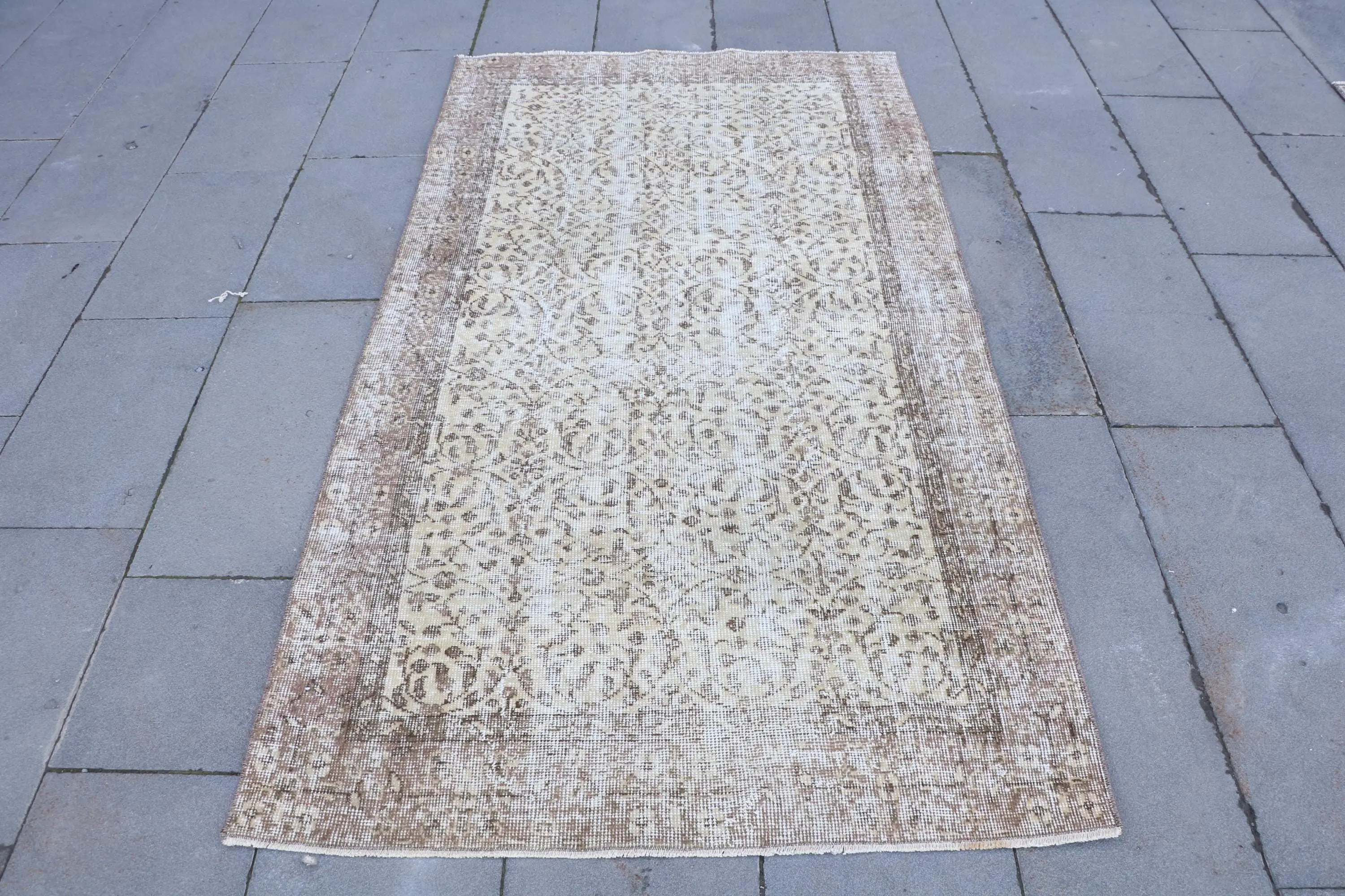 Kahverengi & Bej Çizgili Halı, 3,5x6,5 ft Zarif Dekor - 1