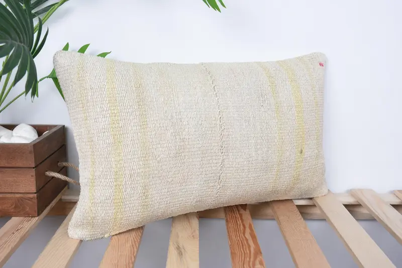 Turkish Kilim Pillow, Turkish Pillow, Authentic Pillow Case, Interior Designer Pillow, Pet Pillow Case, 12x20 Beige Pillow Sham, Cushion Cover - 4