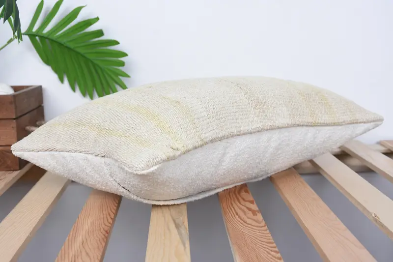 Turkish Kilim Pillow, Turkish Pillow, Authentic Pillow Case, Interior Designer Pillow, Pet Pillow Case, 12x20 Beige Pillow Sham, Cushion Cover - 6
