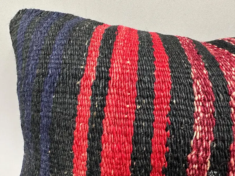 Vintage Kilim Throw Pillow, Kilim Cushion Sham, Pillow Cover, Antique Pillows, Couch Pillow Case, Cozy Throw Cushion Case, 12x20 Brown Cushion Case - 5