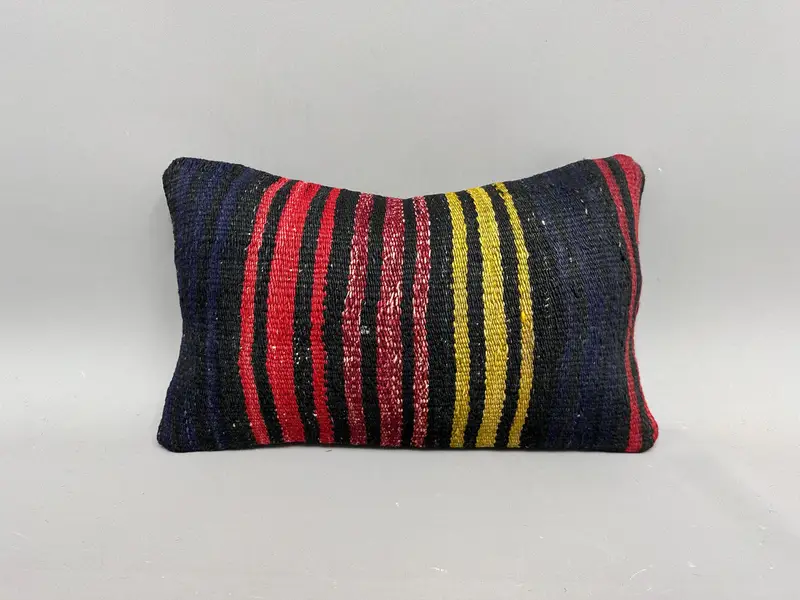Vintage Kilim Throw Pillow, Kilim Cushion Sham, Pillow Cover, Antique Pillows, Couch Pillow Case, Cozy Throw Cushion Case, 12x20 Brown Cushion Case - 4