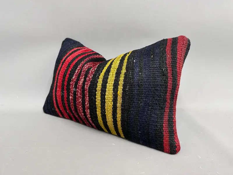 Vintage Kilim Throw Pillow, Kilim Cushion Sham, Pillow Cover, Antique Pillows, Couch Pillow Case, Cozy Throw Cushion Case, 12x20 Brown Cushion Case - 3