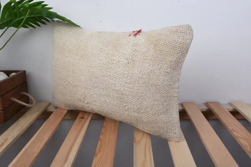 Accent Pillow Case, 12x20 Beige Pillow Cover, Kilim Cushion Sham, Pillow, Bright Cushion, Vintage Kilim Throw Pillow, Ethnical Kilim Rug Pillow - 5
