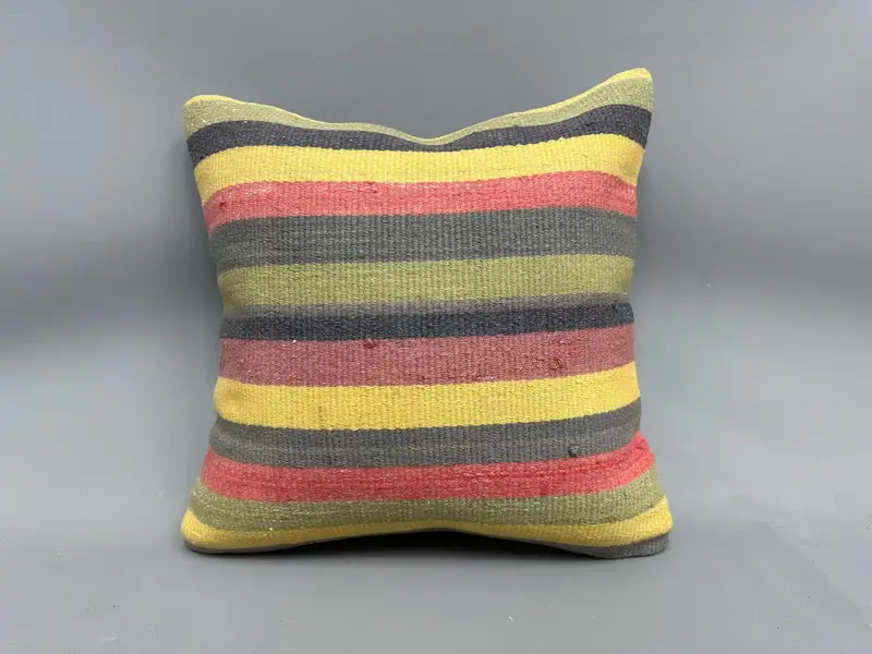 Rustic Cushion Case, 20x20 Green Pillow Sham, Cushion Case, Pillow for Sofa, Handmade Kilim Cushion, Square Throw Pillow Sham, Pillow for Couch - 4