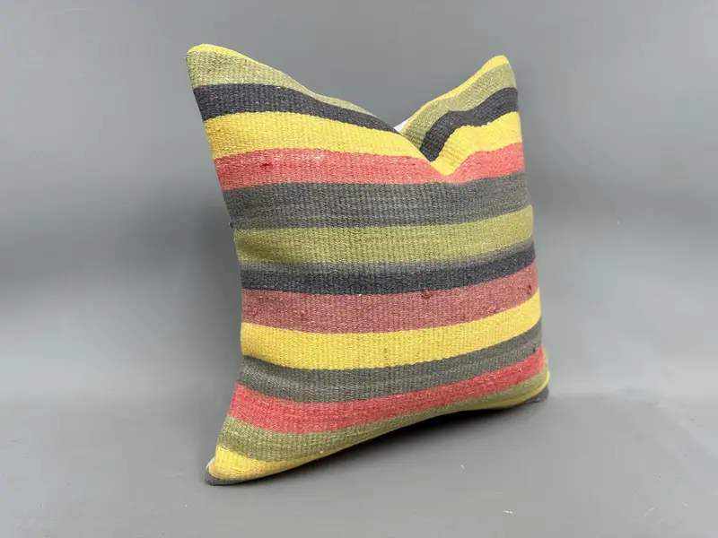Rustic Cushion Case, 20x20 Green Pillow Sham, Cushion Case, Pillow for Sofa, Handmade Kilim Cushion, Square Throw Pillow Sham, Pillow for Couch - 2