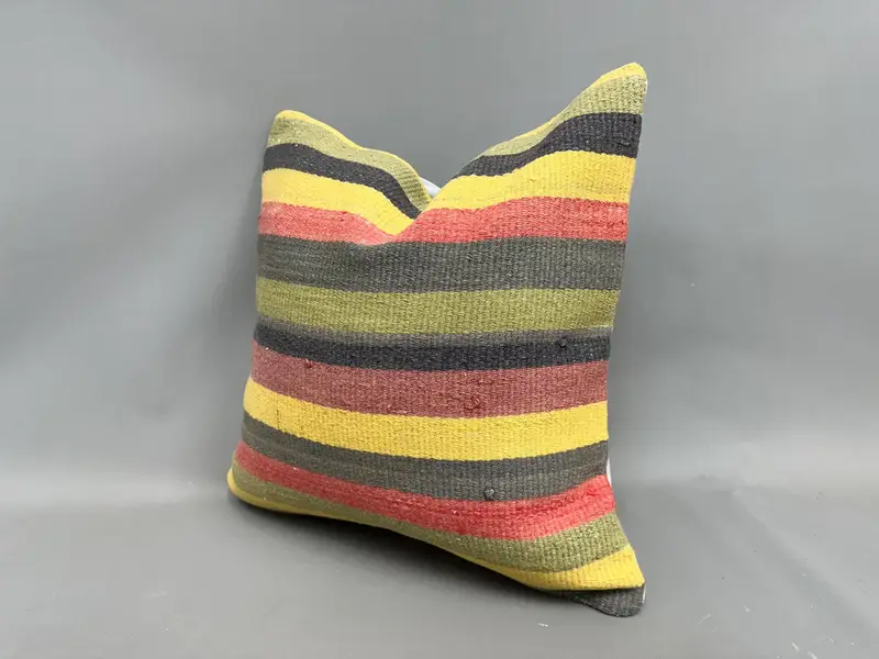 Rustic Cushion Case, 20x20 Green Pillow Sham, Cushion Case, Pillow for Sofa, Handmade Kilim Cushion, Square Throw Pillow Sham, Pillow for Couch - 3