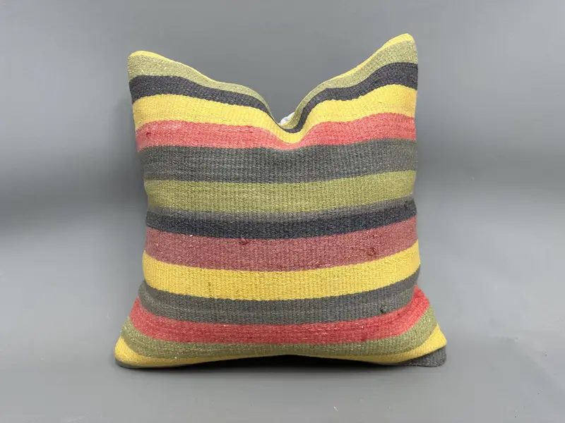 Rustic Cushion Case, 20x20 Green Pillow Sham, Cushion Case, Pillow for Sofa, Handmade Kilim Cushion, Square Throw Pillow Sham, Pillow for Couch - 1
