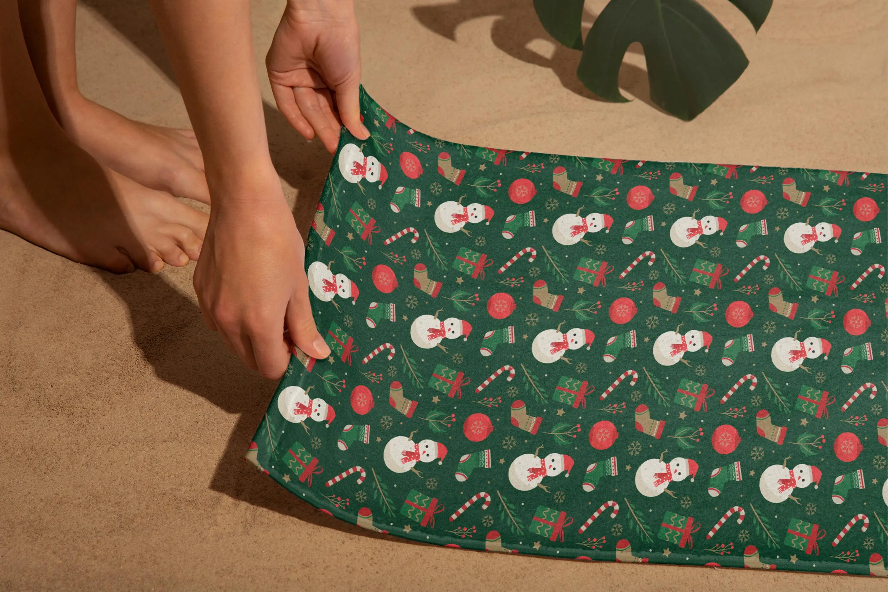 Personalized Christmas Golf Towel, Green Holiday Printed Towel, 12x20 inch - 1