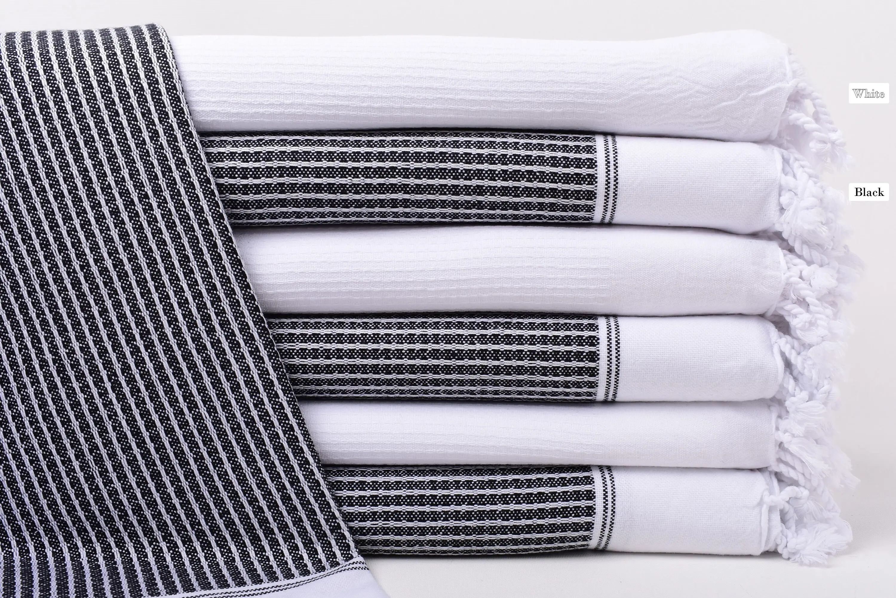 Handmade Monogram Turkish Bath Towel Black, Beige, 67x36 Inches - 1