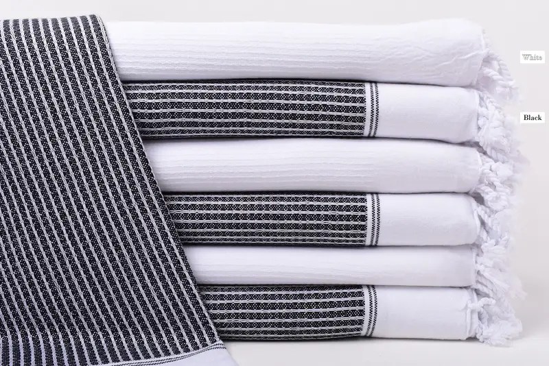 Handmade Monogram Turkish Bath Towel Black, Beige, 67x36 Inches