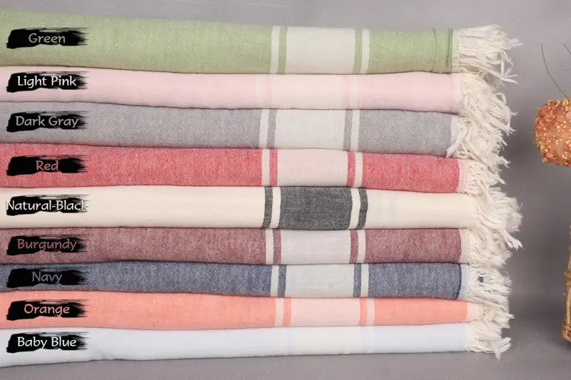 Shower Curtain, Woven Blanket, Decorative Blanket, Wedding Gift For Bride, Bridesmaid Gifts, Extra Large Tablecloth, 70x60 Cotton Striped Towel - 1